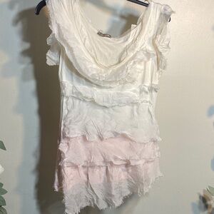 Chic Layered Skirt in Cream and Pink